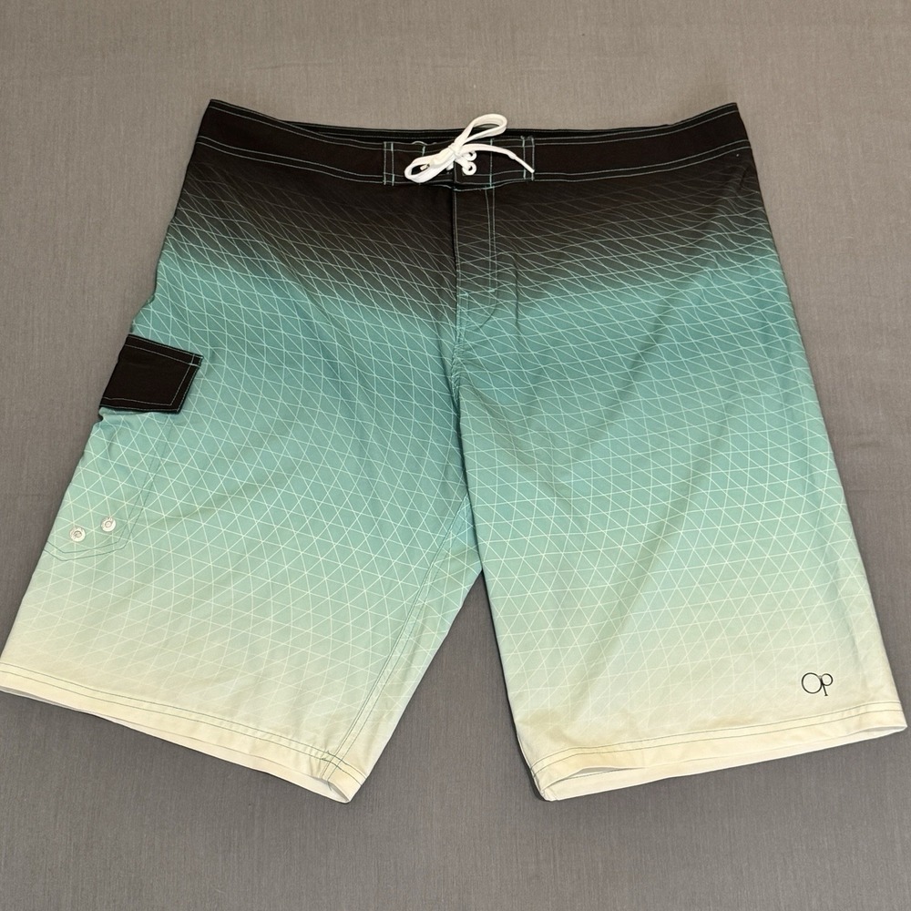 OP Ocean Pacific Men's Blue Swim Shorts Trunks Cargo Swimwear Size 38